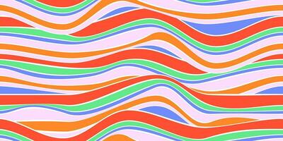 Abstract seamless pattern in retro 80s style. Fashionable background with smooth multi-colored lines. vector