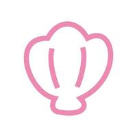 Cute clamp decorative icon illustration design graphic flat style pink color. Simple shell symbol in flat shape. vector