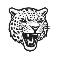 angry cheetah, vintage logo line art concept black and white color, hand drawn illustration vector