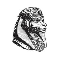 sphinx zepplin pilot, vintage logo line art concept black and white color, hand drawn illustration vector