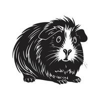 guinea pig, vintage logo line art concept black and white color, hand drawn illustration vector