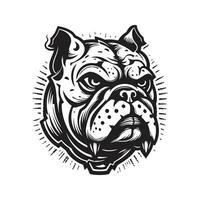 bulldog monster, vintage logo line art concept black and white color, hand drawn illustration vector