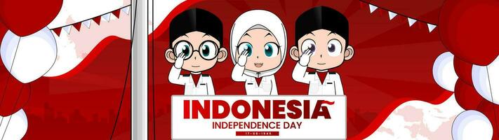 INDONESIA INDEPENDENCE DAY - THE SALUTING TEENAGERS vector