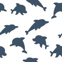 Vector seamless pattern with cute dolphins. Illustration for magazine, book, poster, card, web pages.