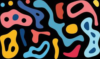 colorful geometric lines on a black background, in the style of whimsical doodles, bold brush strokes, jean arp, rectangular fields, minimalist palette vector