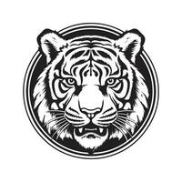 tigre, Clásico logo línea Arte concepto negro y blanco color, mano dibujado ilustración vector