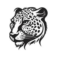cheetah, vintage logo line art concept black and white color, hand drawn illustration vector