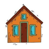 Cute little doodle style house. countryside cottage vector