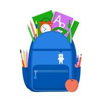 School backpack with stationery Vector illustration.