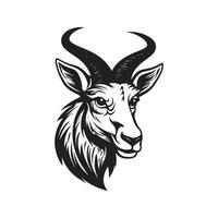 waterbuck, vintage logo line art concept black and white color, hand drawn illustration vector