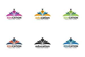 Set of multiple color education logo design templates, educational logo design pack vector template illustration