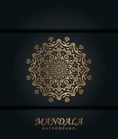 Luxury ornamental mandala design background in gold color vector