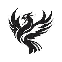 simple phoenix, vintage logo line art concept black and white color, hand drawn illustration vector