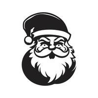 santa claus, vintage logo line art concept black and white color, hand drawn illustration vector