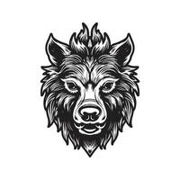 boar head, vintage logo line art concept black and white color, hand drawn illustration vector