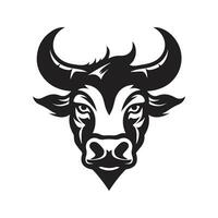 angry zebu, vintage logo line art concept black and white color, hand drawn illustration vector