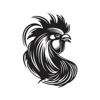 rooster mascot, vintage logo line art concept black and white color, hand drawn illustration vector