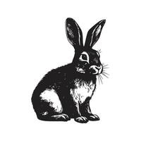 bunny, vintage logo line art concept black and white color, hand drawn illustration vector