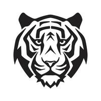 tiger head, vintage logo line art concept black and white color, hand drawn illustration vector