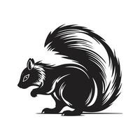 skunk mascot, vintage logo line art concept black and white color, hand drawn illustration vector