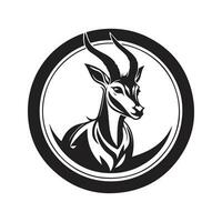 springbok, vintage logo line art concept black and white color, hand drawn illustration vector