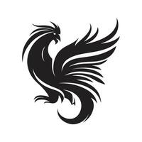 simple phoenix, vintage logo line art concept black and white color, hand drawn illustration vector