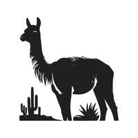 vicuña, Clásico logo línea Arte concepto negro y blanco color, mano dibujado ilustración vector