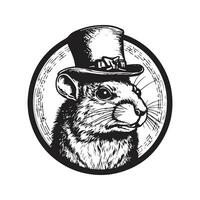 agouti gambler, vintage logo line art concept black and white color, hand drawn illustration vector