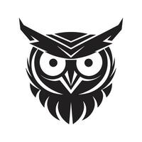 owl, vintage logo line art concept black and white color, hand drawn illustration vector