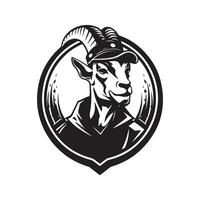 cabra soldado, Clásico logo línea Arte concepto negro y blanco color, mano dibujado ilustración vector