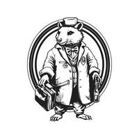 wombat alchemist, vintage logo line art concept black and white color, hand drawn illustration vector