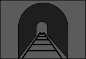 Railway tunnel in black and gray color. vector