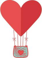 Hanging heart shape hot air balloon icon. vector