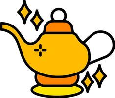 Arabic oil lamp icon in yellow color. vector