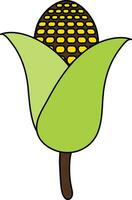 ilustración de maíz icono con medio cubrir en carrera estilo. vector
