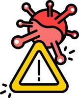 Warning Virus Icon in Red and Yellow color. vector