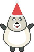 Snowman wearing Christmas Santa Claus hat. vector