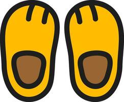 plano estilo suave zapatillas icono en amarillo color. vector