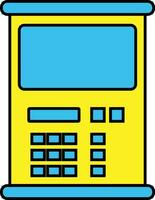 Cash machine in yellow and blue color. vector