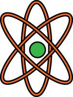 Atomic structure in orange and green color. vector