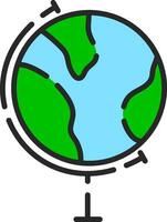 Globe stand icon in green and blue color. vector