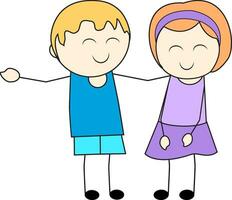 Kids cartoon character of boy and girl. vector