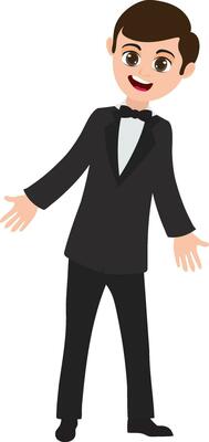 Illustration of happy groom character.