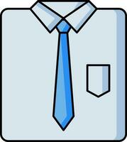 Blue Shirt with Necktie icon in flat style. vector