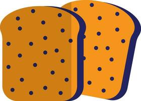 Two sliced of bread in orange and blue color. vector