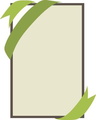 Square shaped frame with green ribbon.