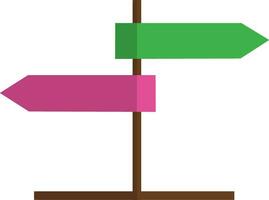 Direction board in brown and green, pink color. vector
