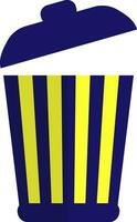 Open trash in yellow and blue color. vector