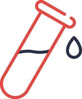 Isolated Test Tube Icon In Red And Blue Line Art. vector