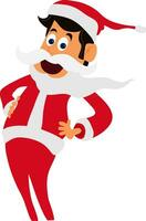 Cute boy in santa dress. vector